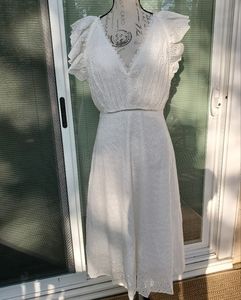 Blue rain white eyelet & ruffle dress